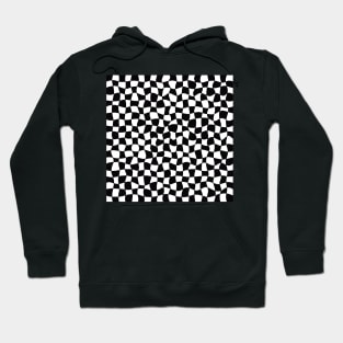 Warped Checkerboard, Black and White Hoodie